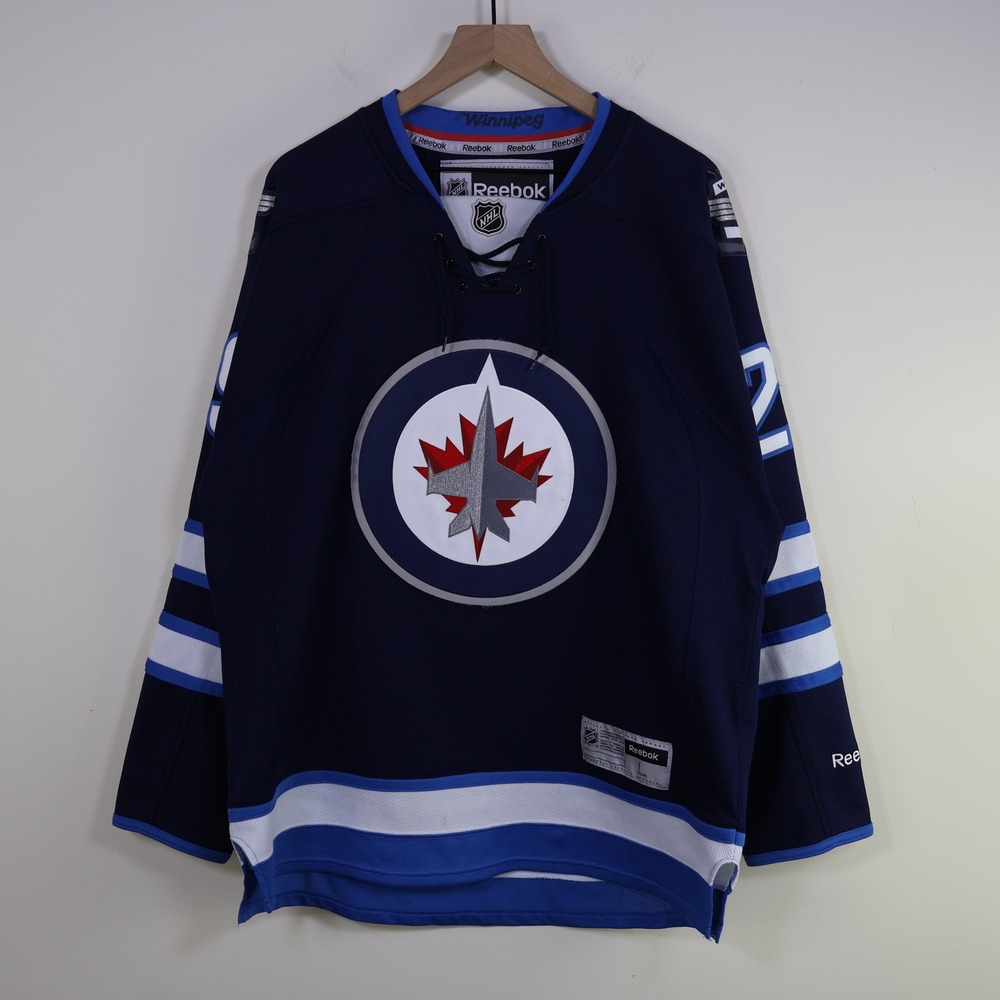 2015 Reebok Patrik Laine Winnipeg Jets NHL Jersey Large Navy Blue Hockey
